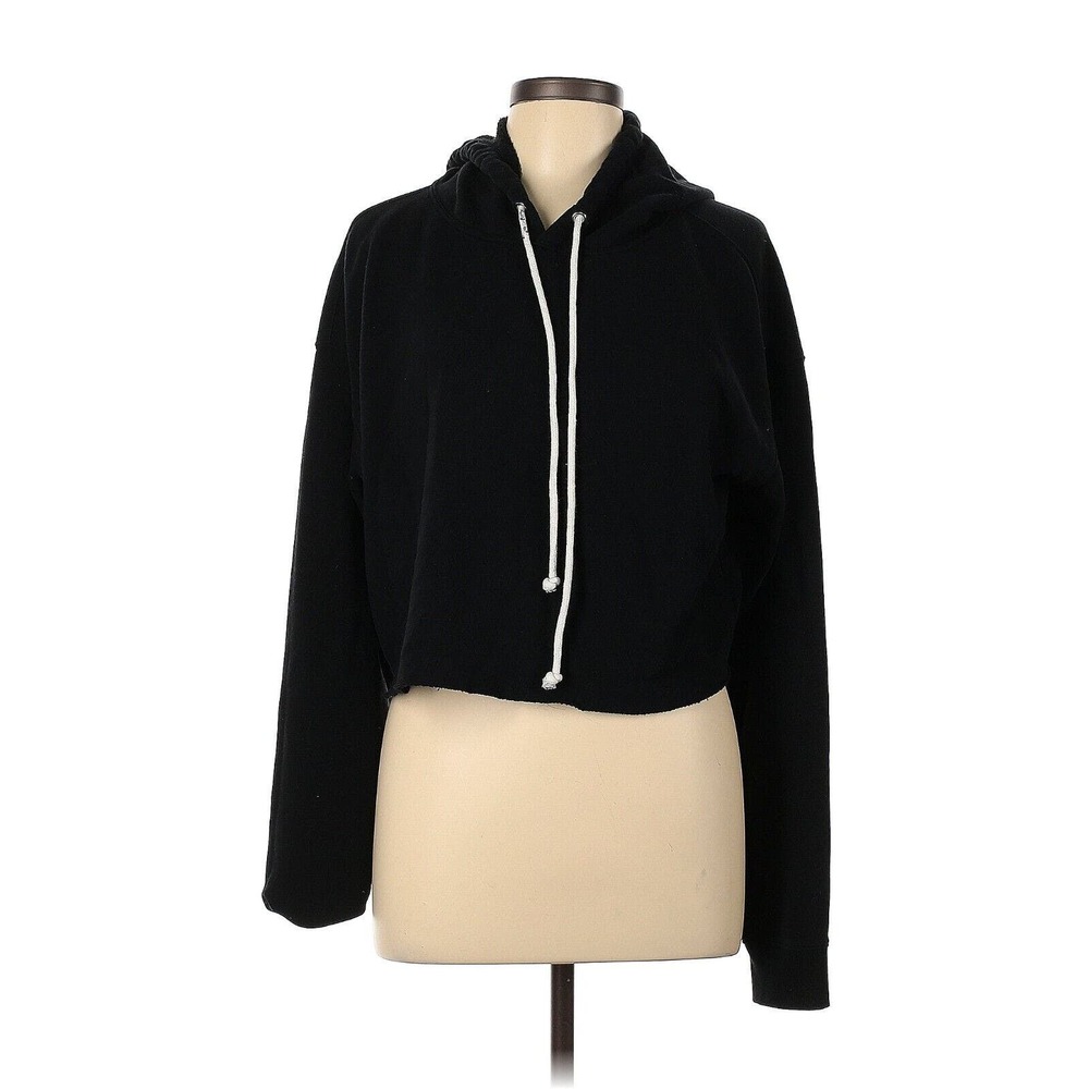 NEW NWT Wild Fable Women's Cropped Black Long Sleeve Hooded Sweatshirt, Size Sm